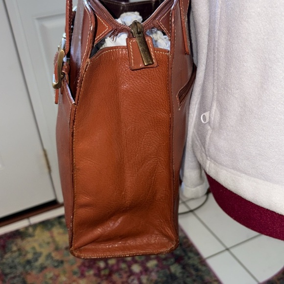 Laura Leigh Ltd Leather book bag shoulder bag  thick smooth leather brown Vintag - Picture 8 of 17